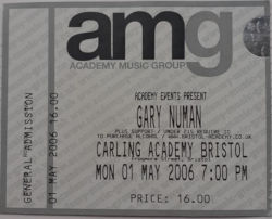 Gary Numan Bristol Ticket 2006